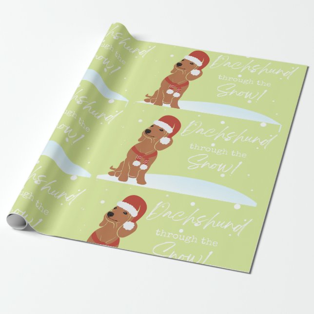 Cadeau Papier d'emballage de Noël Dachshund (Déroulé)