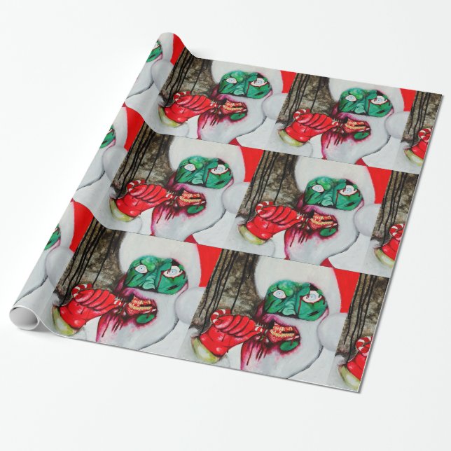 Cadeau Papier d'emballage de Noël de Père Noël de zombi (Déroulé)