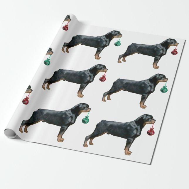 Cadeau Papier d'emballage de Noël de rottweiler (Déroulé)