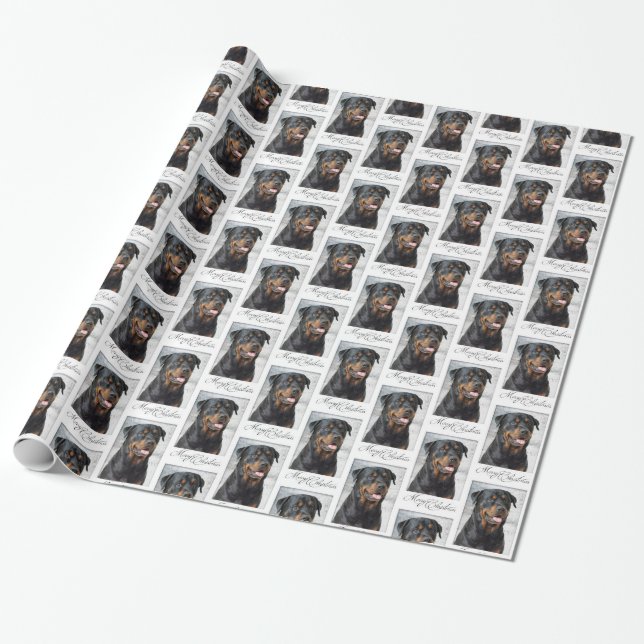 Cadeau Papier d'emballage de Noël de rottweiler (Déroulé)