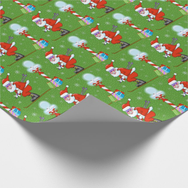 Cadeau Papier d'emballage de Noël de Santa de ski (Coin)