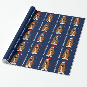 Cadeau Papier d'emballage de Noël drôle de Basset Hound