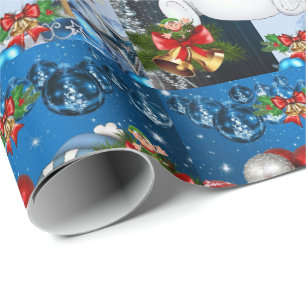 Cadeau Papier d'emballage de Noël Elfe Bonhomme de neige