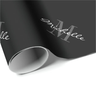 Cadeau Papier d'emballage de Noël en monogramme noir pers