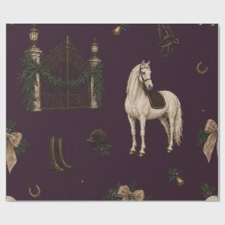 Cadeau Papier d'emballage de Noël Equestre Cerise
