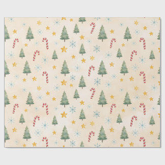 Cadeau Papier d'emballage de Noël festif crème