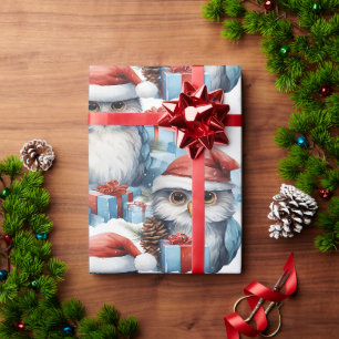 Cadeau Papier d'emballage de Noël festif orné de chouette