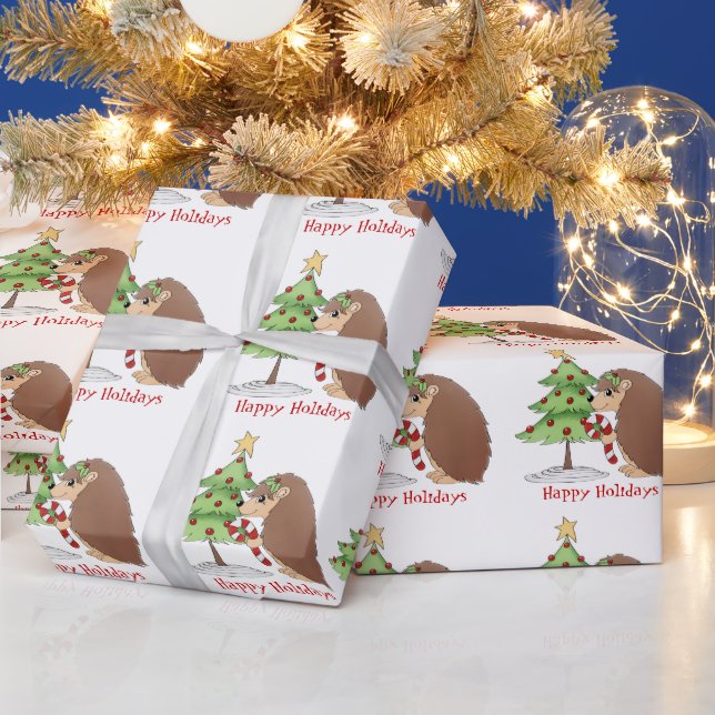 Cadeau Papier d'emballage de Noël Hérisson (Vacances)