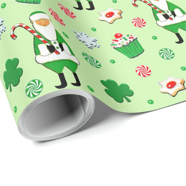 Cadeau Papier d'emballage de Noël irlandais (Coin rond)