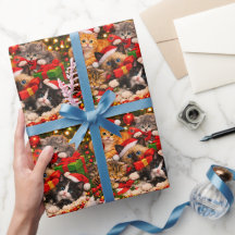 Papier d'emballage de Noël Kitten Festif