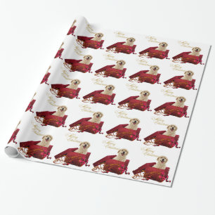 Cadeau Papier d'emballage de Noël Labrador jaune