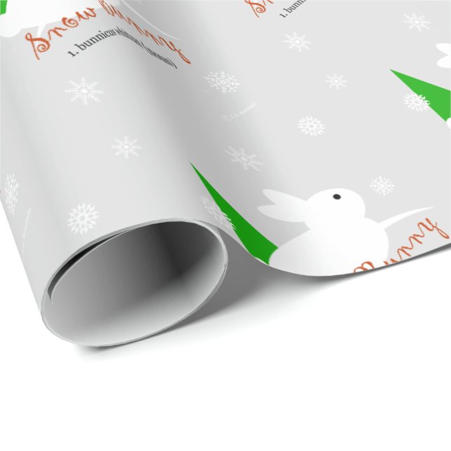 Cadeau Papier d'emballage de Noël Lapin Snow Bunny (Coin rond)