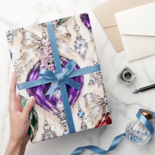 Cadeau Papier d'emballage de Noël Luxueux Perles de Verre