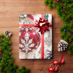 Cadeau Papier d'emballage de Noël Luxueux Perles de Verre