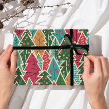 Papier d'emballage de Noël moderne en motif
