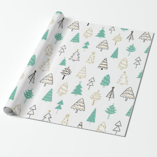 Cadeau Papier d'emballage de Noël moderne en pastel de