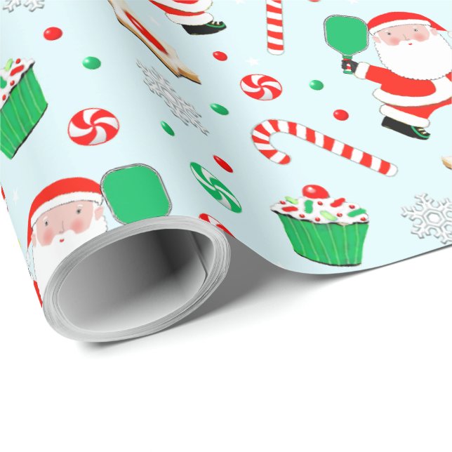 Cadeau Papier d'emballage de Noël Pickleball (Coin rond)