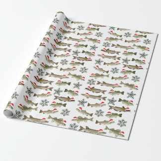 Cadeau Papier d'emballage de Noël, poisson, pêcheur