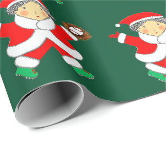 Cadeau Papier d'emballage de Noël pour baseball pour fill