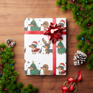 Cadeau Papier d'emballage de Noël pour chiens saucisses