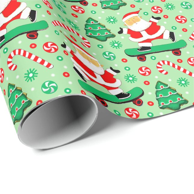 Cadeau Papier d'emballage de Noël pour skateboard (Coin rond)