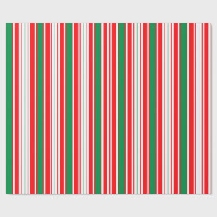 Cadeau Papier d'emballage de Noël rayé rouge blanc et ver