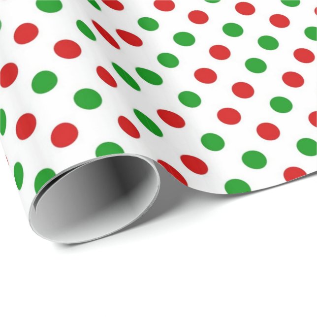 Cadeau Papier d'emballage de Noël rouge et vert de pois (Coin rond)