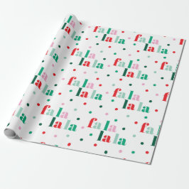 Cadeau Papier d'emballage de Noël Rouge Vert Rose Fa La L