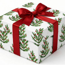 Papier d'emballage de Noël Rustique Pin Sombre & B