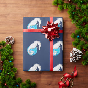 Cadeau Papier d'emballage de Noël Tropical Bleu Cheval Ma
