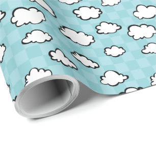 Cadeau Papier d'emballage de nuages de damier