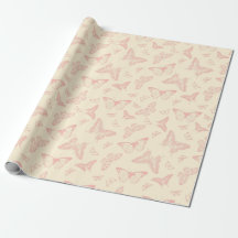 Papier d'emballage de PAPILLON ROSE
