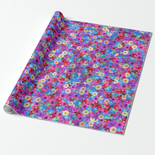 Cadeau papier d'emballage de pâquerettes printanières
