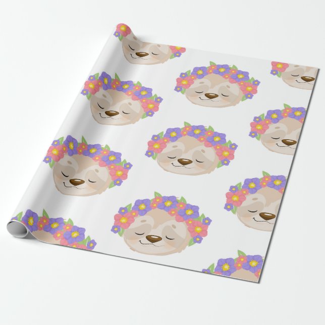Cadeau Papier d'emballage de paresse de fleur (Déroulé)