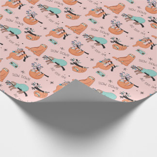 Cadeau Papier d'emballage de paresse mignonne rose