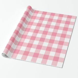 Cadeau Papier d'emballage de plaid de guingan de rose