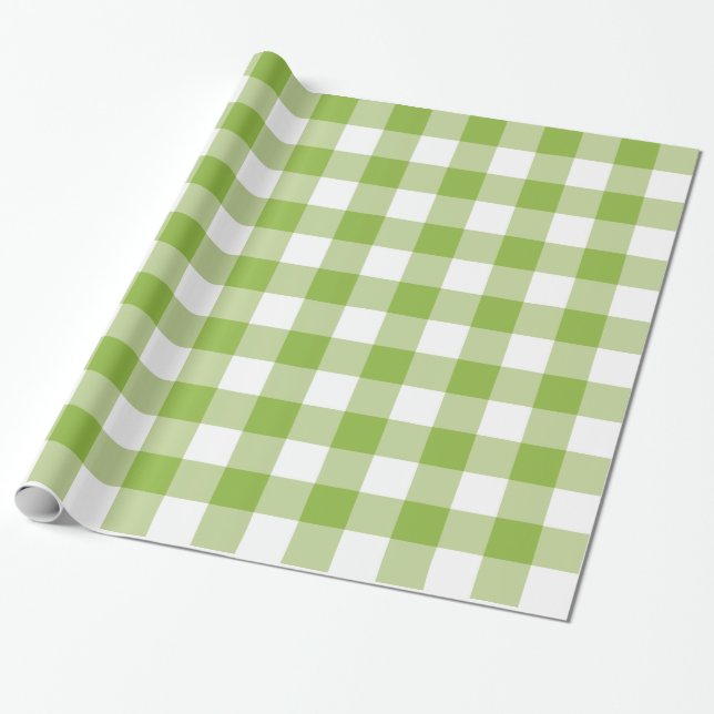 Cadeau Papier d'emballage de plaid vert pomme de guingan (Déroulé)