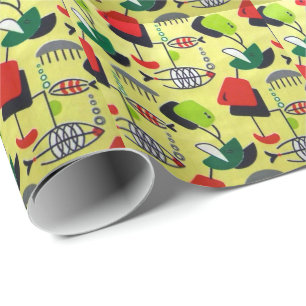 Cadeau Papier d'emballage de poissons atomiques modernes