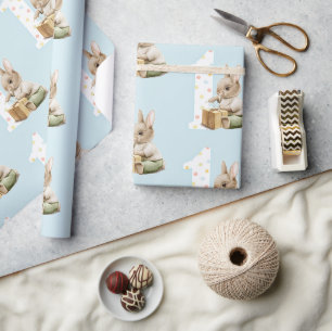 Cadeau Papier d'emballage de premier anniversaire de lapi
