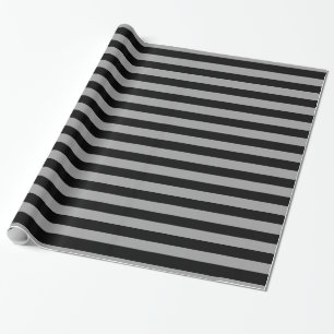 Cadeau Papier d'emballage de rayures argentées et noires