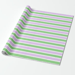Cadeau Papier d'emballage de rayures de blanc, lilas et