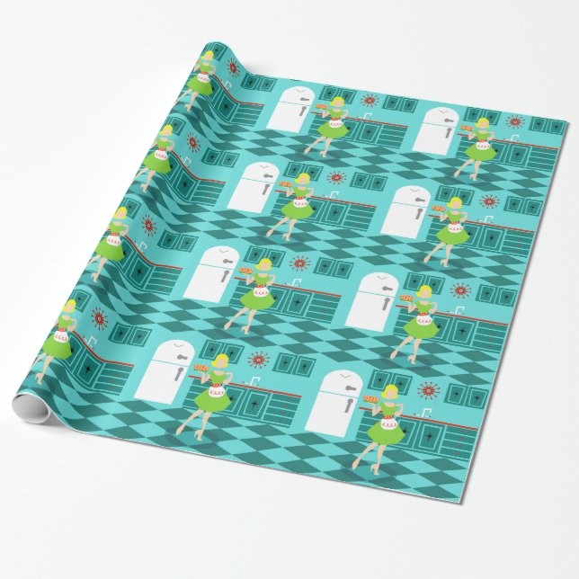 Cadeau Papier d'emballage de rétro cuisine (Déroulé)