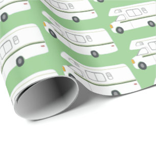 Cadeau Papier d'emballage de rétro de campeur vert de