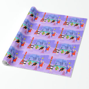 Cadeau Papier d'emballage de rétro fête de Noël tropic