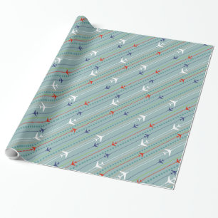 Cadeau Papier d'emballage de rétro motif d'avion