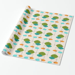 Cadeau Papier d'emballage de rétro motif mobile atomique