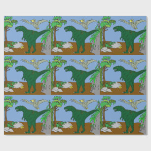 Cadeau Papier d'emballage de scène jurassique