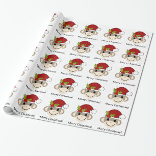 Cadeau Papier d'emballage de singe de chaussette de Noël