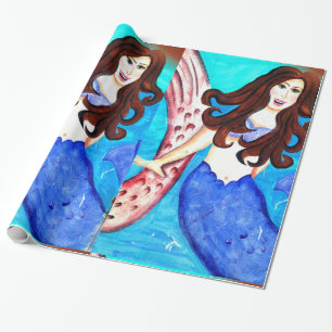 Cadeau papier d'emballage de sirène de brune