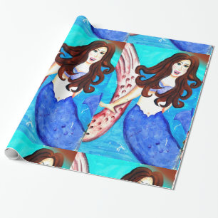 Cadeau papier d'emballage de sirène de brune